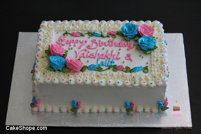 Pink n Blue Rose Cake 1264
