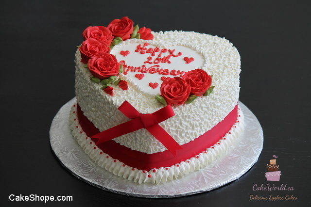 Red n White Heart Anniv. Cake 1260