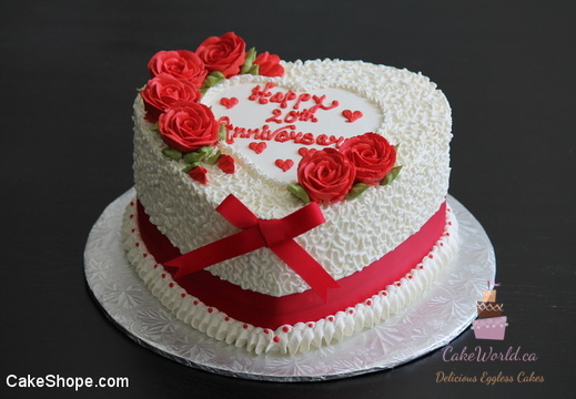 Red n White Heart Anniv. Cake 1260