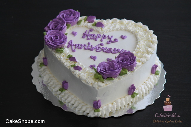 Purple n White Heart Anniv. Cake 1259