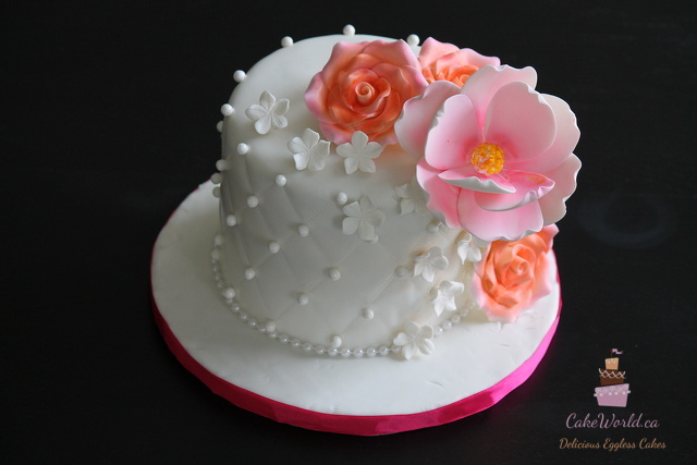 Pink Flower Fondant Cake 1193