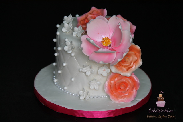Pink Flower wedding Cake 1192