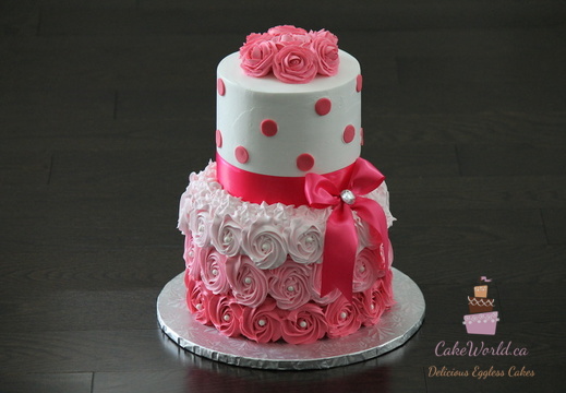 Pink Rossette Wedding Cake 1363