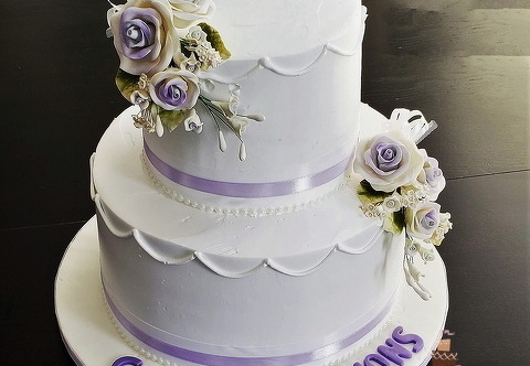 Purple Flower wedding cake 2031