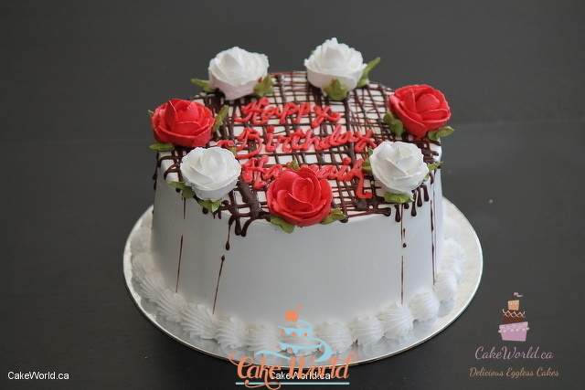 White Red Rose Cake 2097