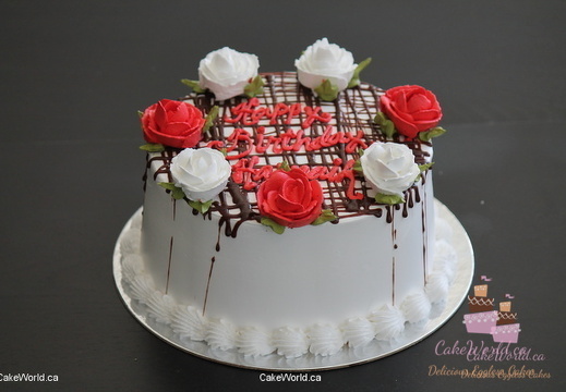 White Red Rose Cake 2097