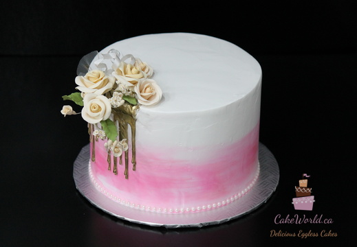 Elegant Flower Pink Ombre Cake