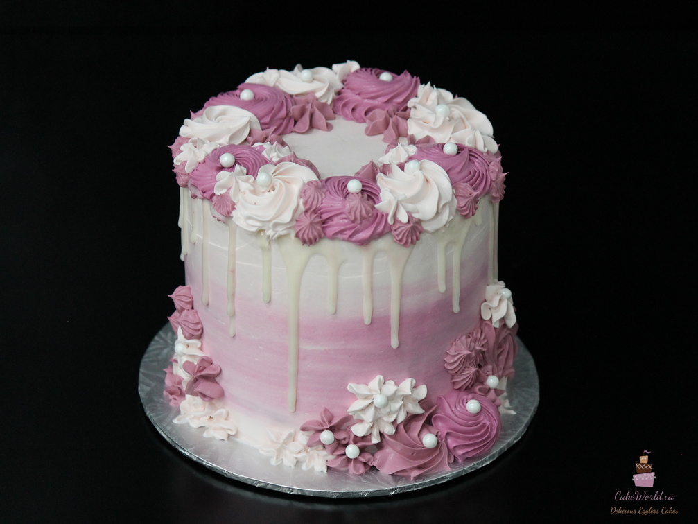 Purple Icing Flower Rosette Cake