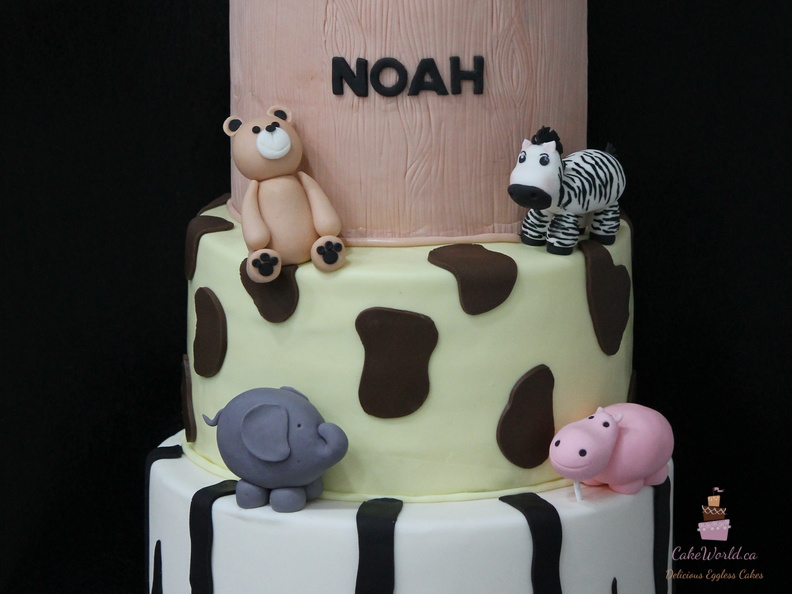 Noah Animal Pattern Fondant Cake