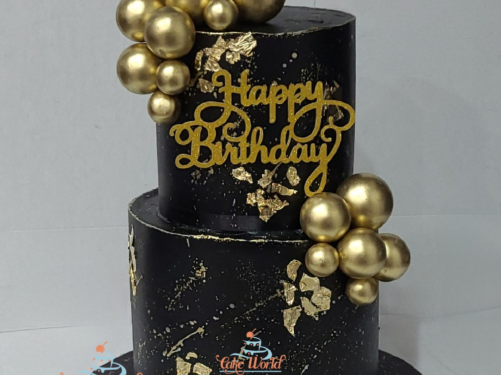 Black and gold theme cake 