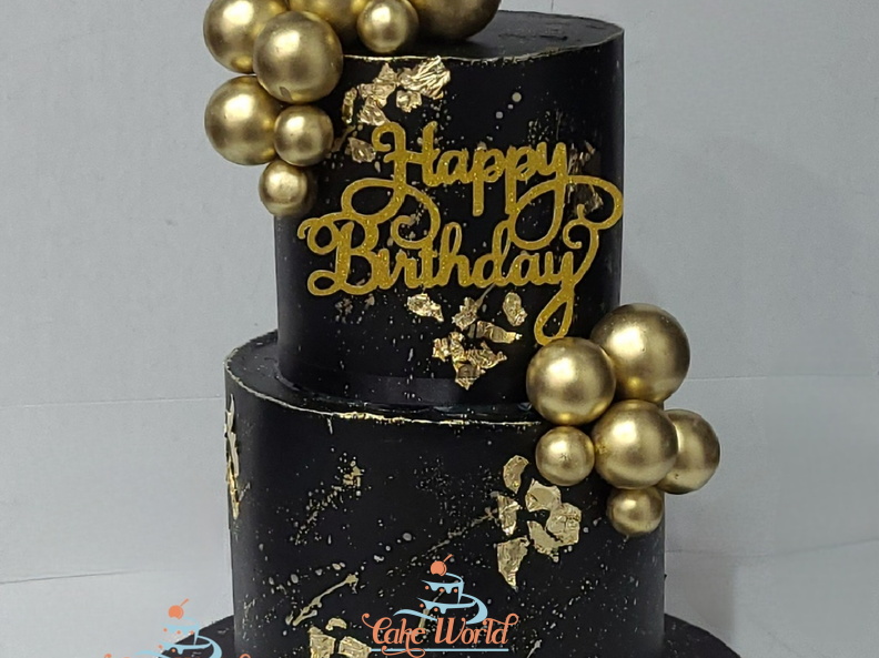 Black and gold theme cake 