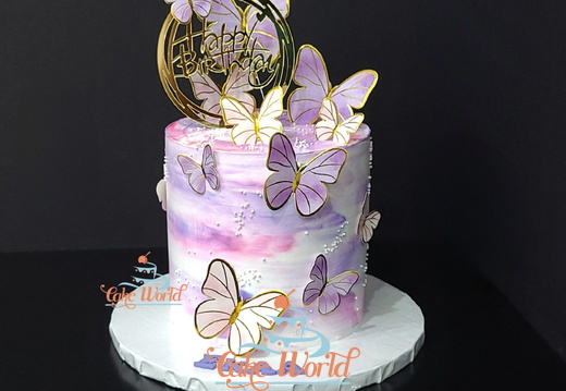purple butterfly theme cake 