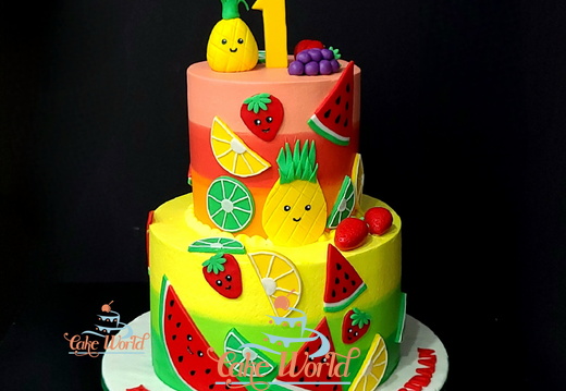 Tropical fruits theme cake 