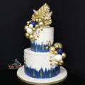 Blue and Gold Palm Spear Cake