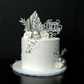 Silver and white theme Cake